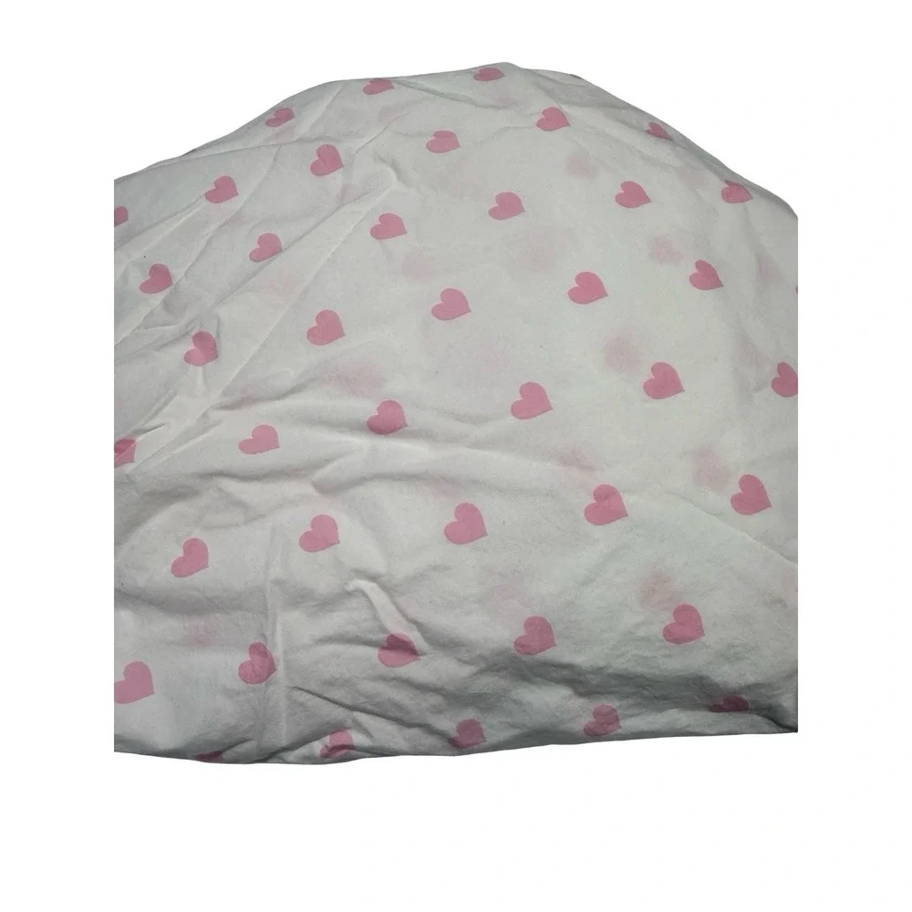 Pottery Barn Kids Twin Fitted Sheet Only Pink Hearts W‎ Organic Cotton Girls